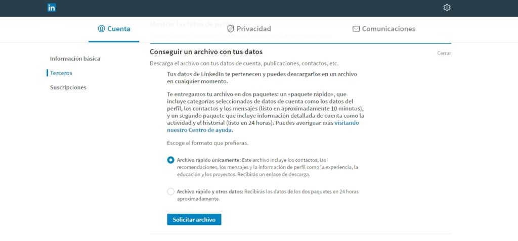 Descarga los emails de Linkedin