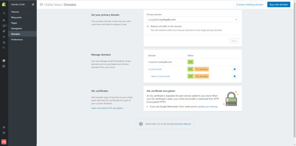Dominio bien configurado para Shopify